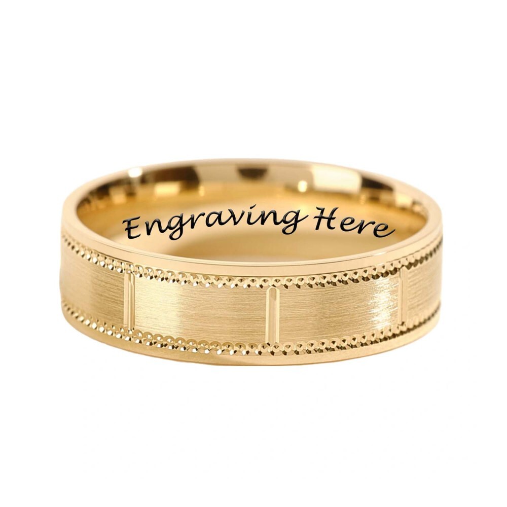 Anel de ouro 10K com gravação personalizada para homem-6