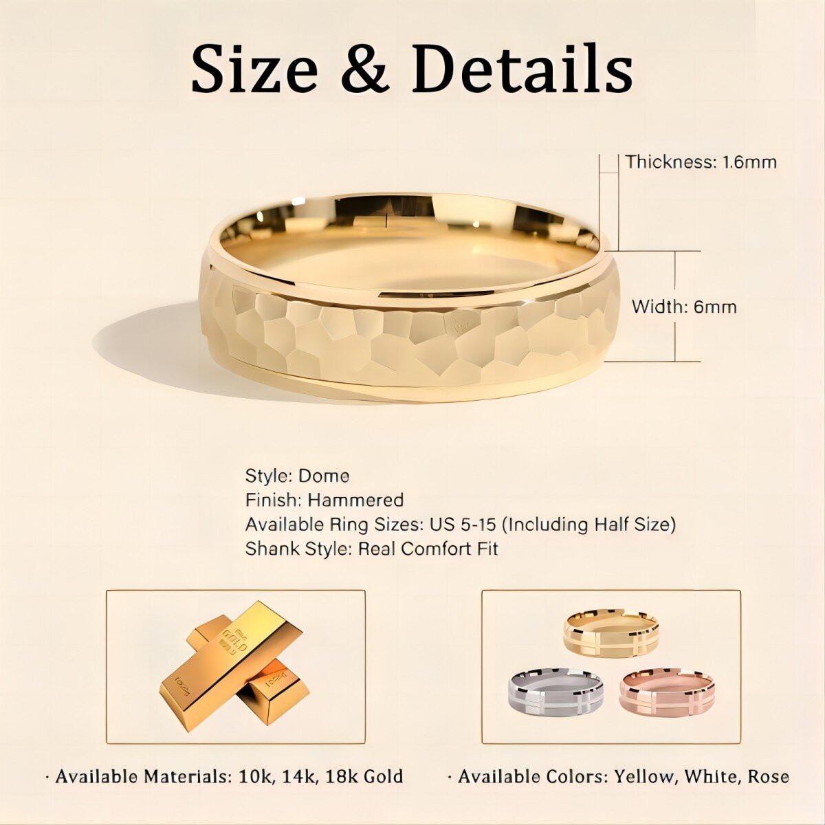 10K Gold Personalized Engraving Ring-2