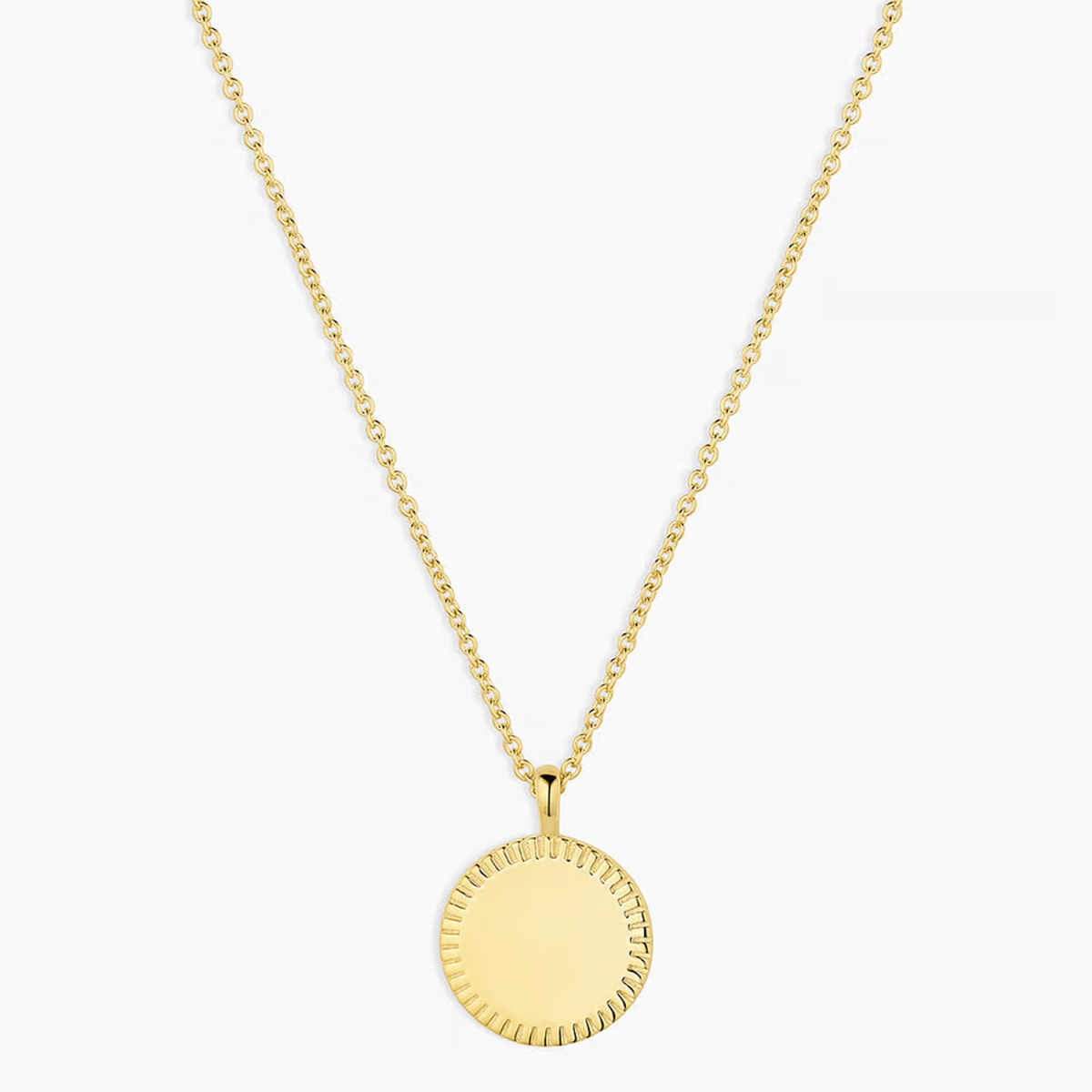 Collier avec pièce ronde gravée personnalisée en or 14 carats-1