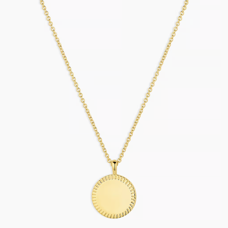 Sterling Silver with Yellow Gold Plated Personalized Engraving & Round Coin Necklace-12