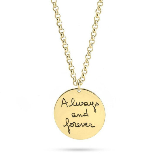 10K Gold Personalized Engraving & Round Coin Necklace