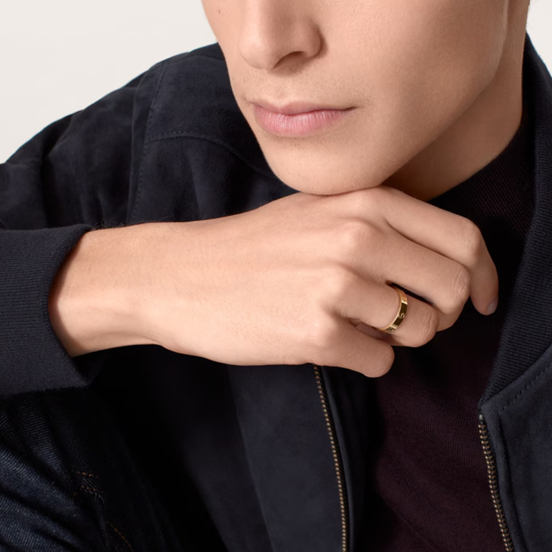 Anillo redondo con grabado personalizado de oro rosa de 14 quilates para mujer y hombre-2