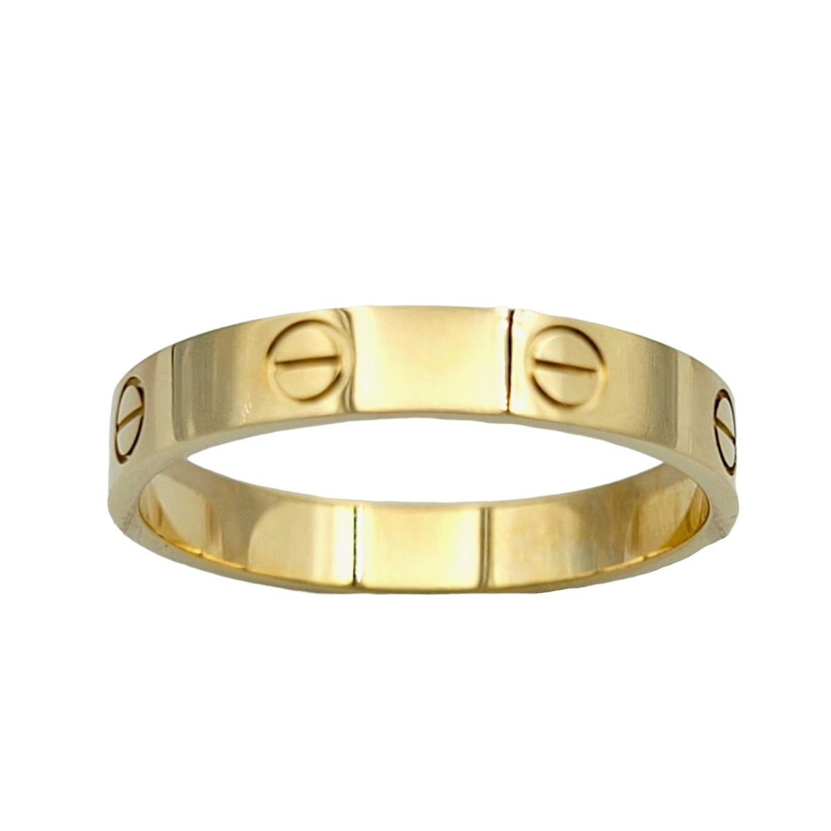 Anel redondo de gravura personalizada em ouro 14K para mulheres e homens-4