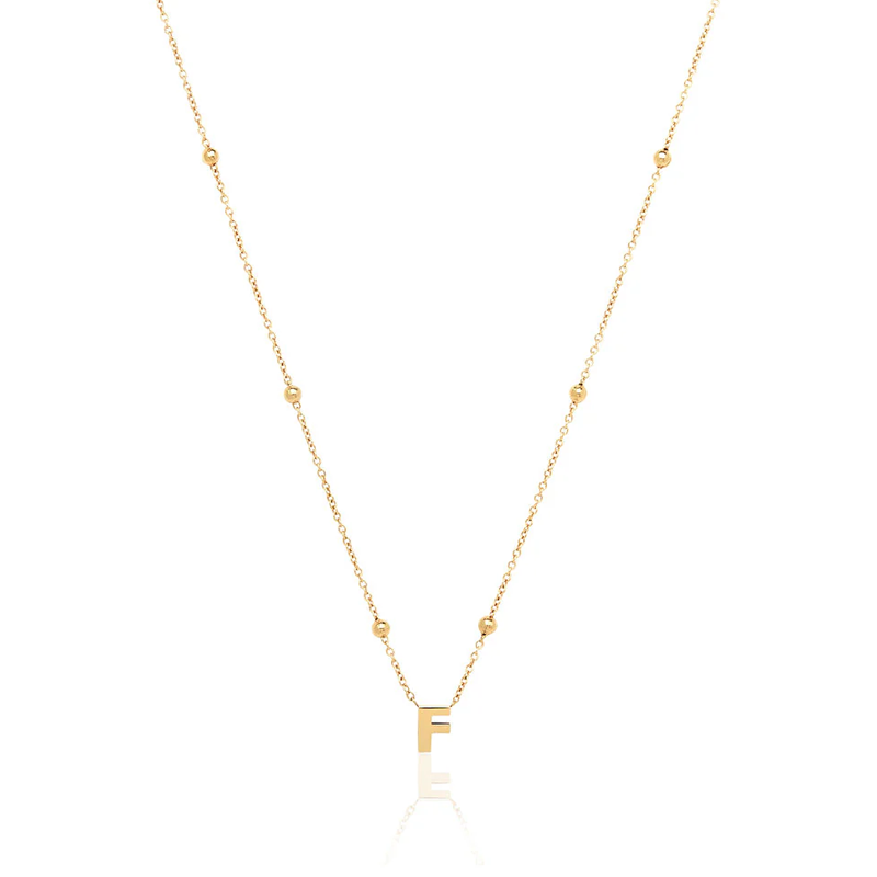 14K Gold Personalized Initial Bead Necklace fpr Women-1