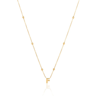 14K Gold Personalized Initial Bead Necklace fpr Women-3