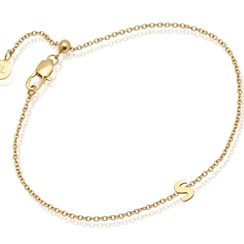 14K Gold Personalized Initial Charm Bracelet for Women-1