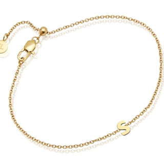 10K Gold Personalized Initial Charm Bracelet for Women-1