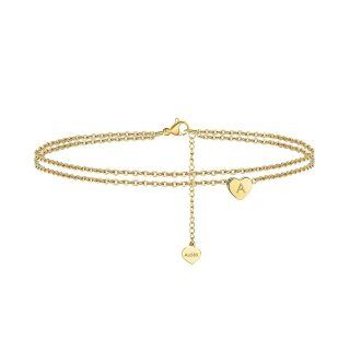 14K Gold Personalized Initial Letter Bracelet for Women-2