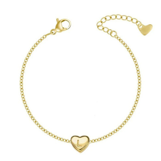 10K-Gold-Initialbuchstaben-Anhänger-Armband für Damen, personalisiert