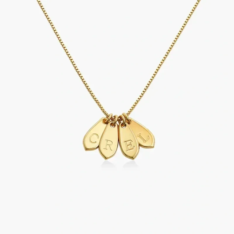 Pendentifs breloques en or 18K personnalisés avec lettre initiale et forme de goutte, disponibles avec les lettres de A à Z-4