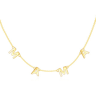 10K Gold Personalized Initial Letter Metal Choker Necklace-51