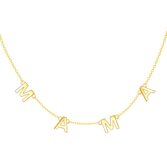 10K Gold Personalized Initial Letter Metal Choker Necklace