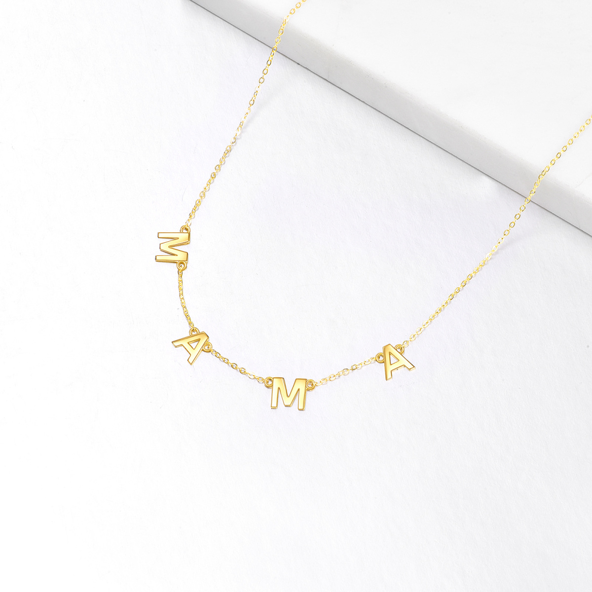 10K Gold Personalized Initial Letter Metal Choker Necklace-3