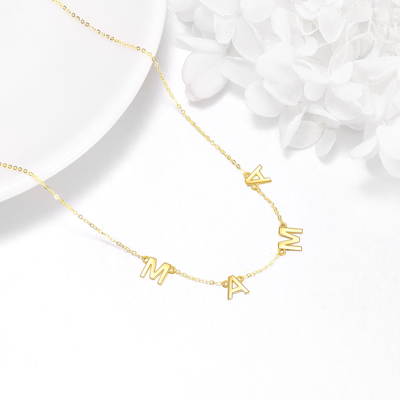 Collana girocollo in metallo con lettera iniziale personalizzata in oro 14 carati-4