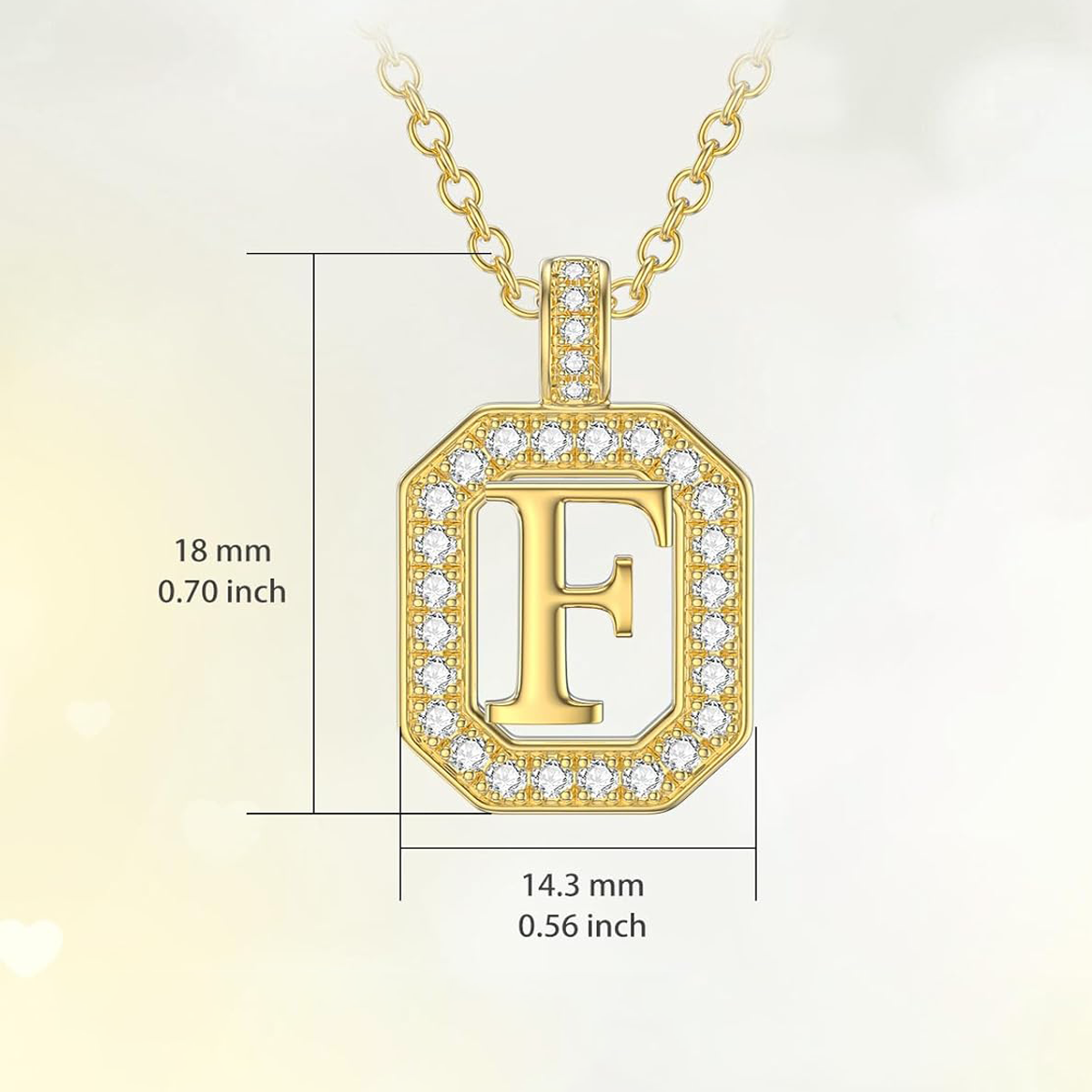 14K Gold Cubic Zirconia Personalized Initial Letter Necklace for Women-3