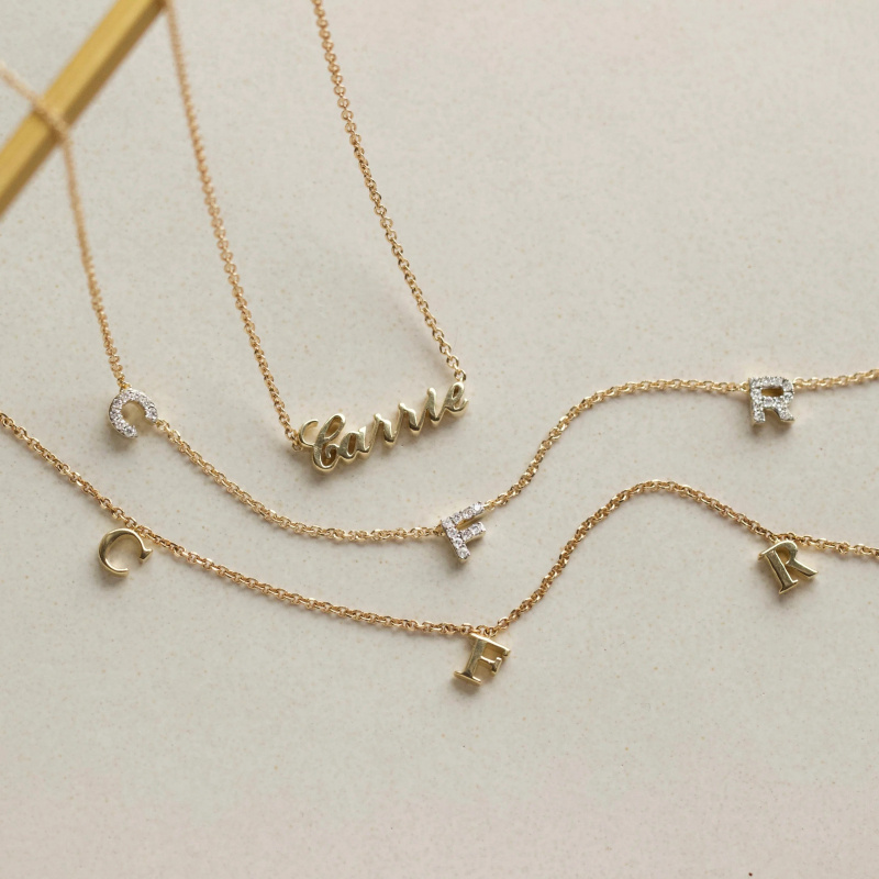 14K Gold Personalized Initial Letter Necklace for Women-4