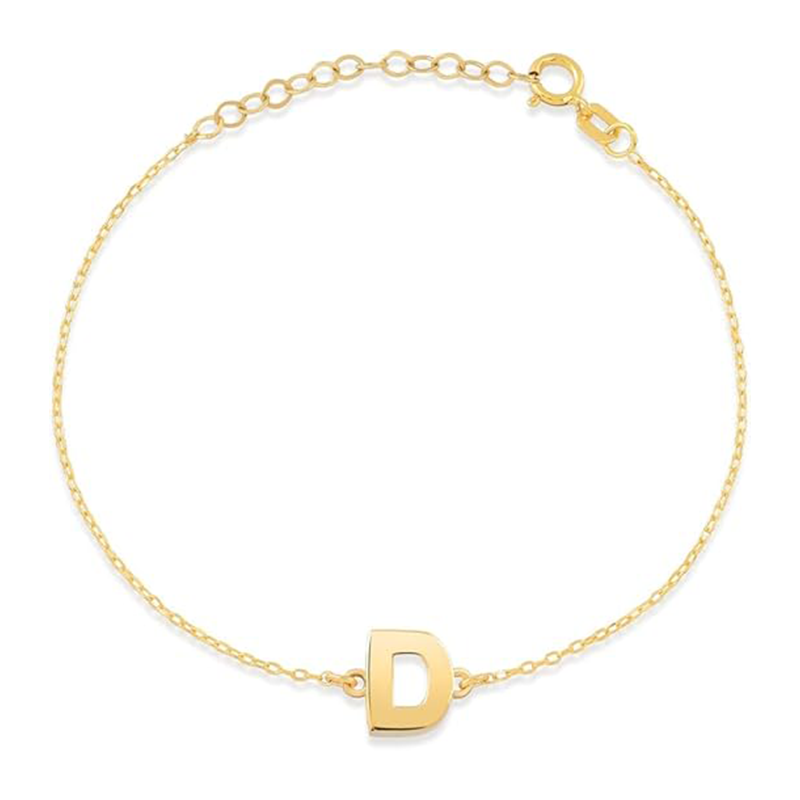 Personalisiertes Charm-Armband mit Anfangsbuchstaben aus 10 Karat Gold für Damen-1