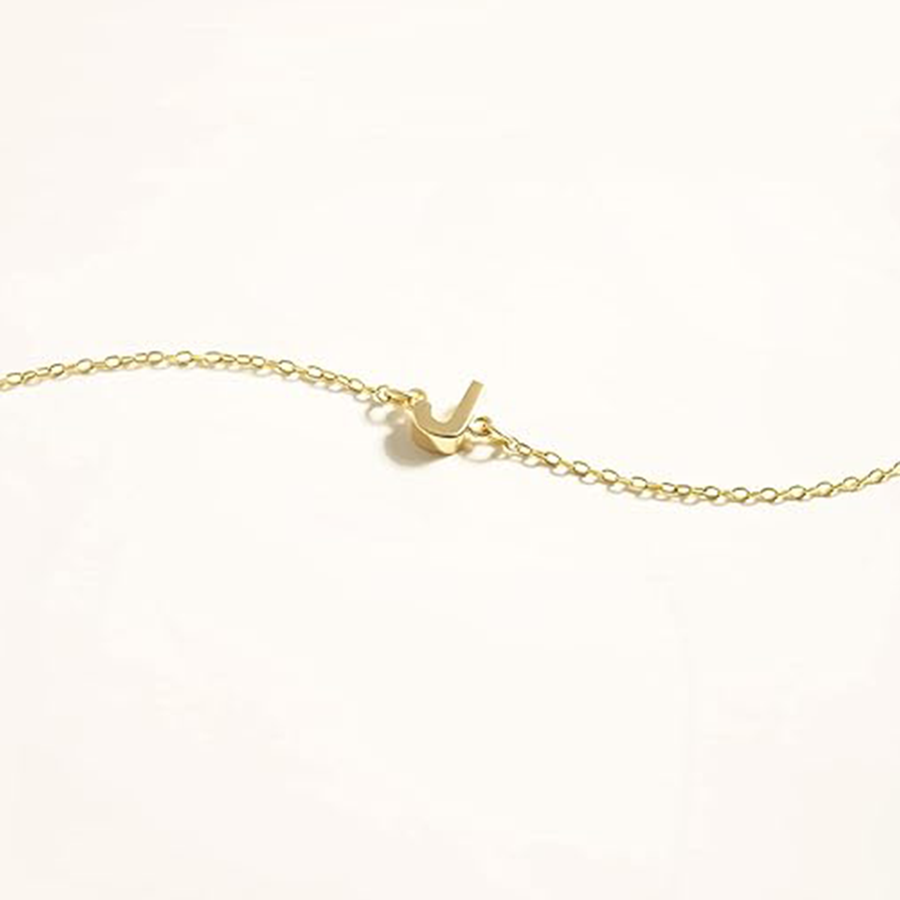Personalisiertes Charm-Armband mit Anfangsbuchstaben aus 10 Karat Gold für Damen-3