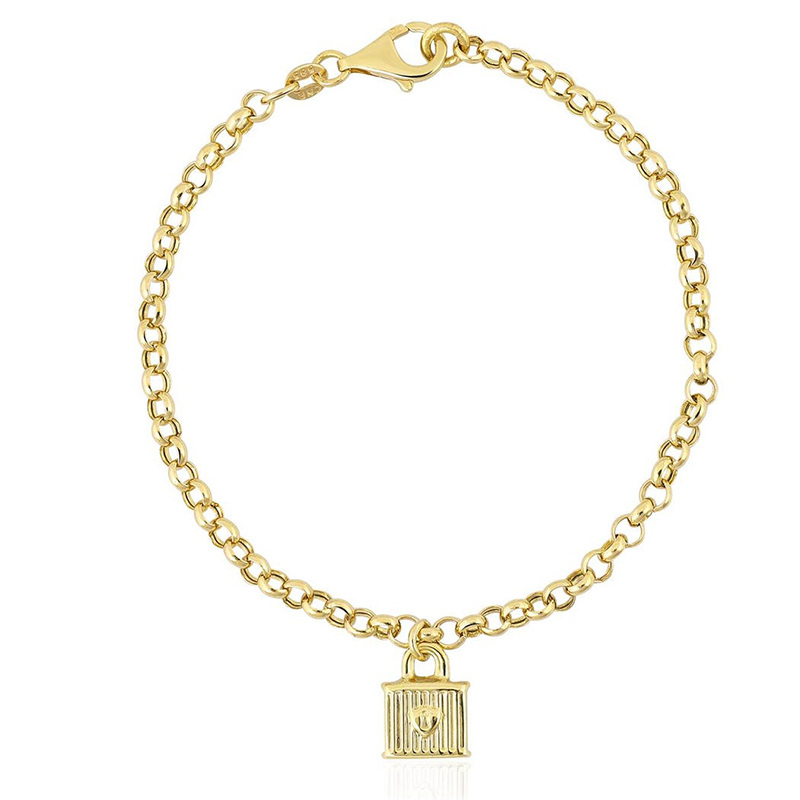 14K Gold Personalized Initial Letter Pendant Bracelet for Women-1