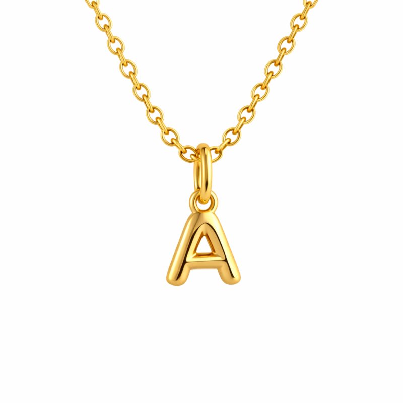Pendentif breloque en or 10K avec lettre initiale personnalisée de A à Z-2