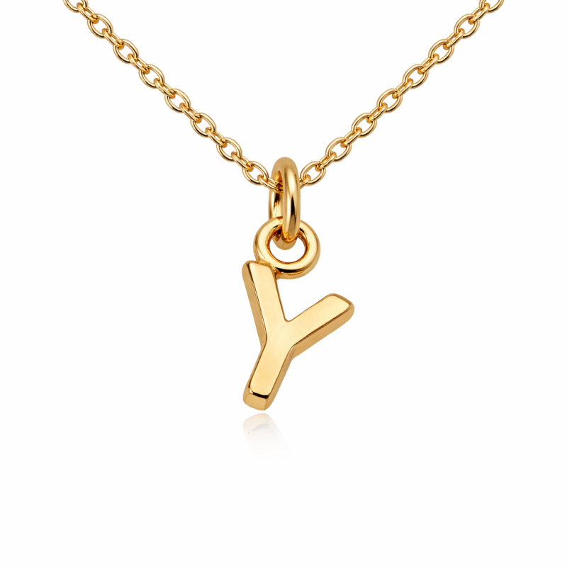 Colliers pendentifs en or 10K personnalisés avec initiale de A à Y-2
