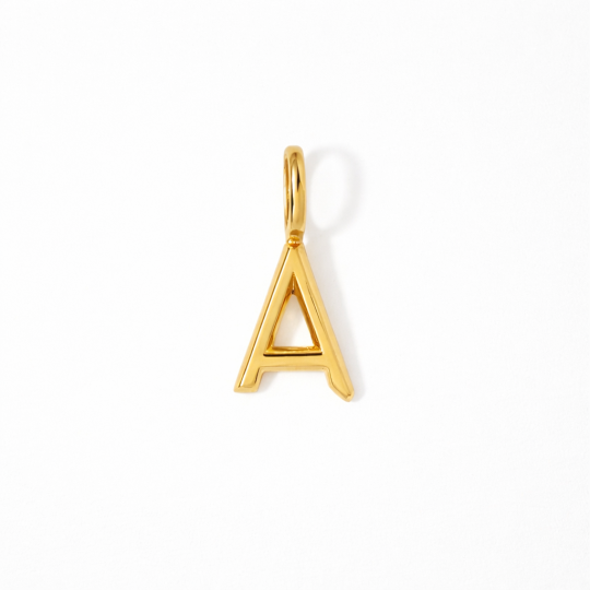 10K Gold Personalized Initial Letter Pendant Charms with A
