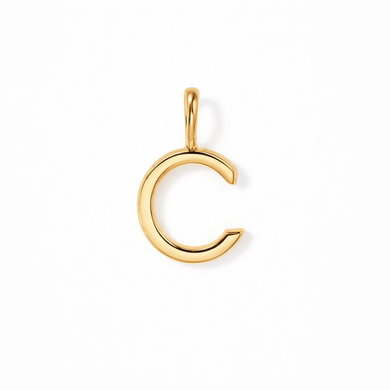 Colgante con inicial personalizada en oro de 14 quilates, con la letra C-1