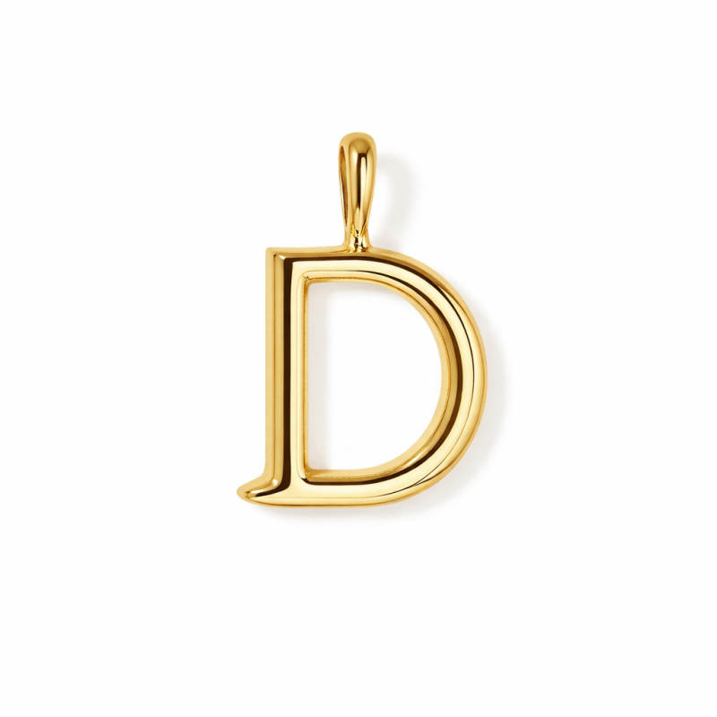 Pendentif breloque en or 14K personnalisé avec une lettre initiale D, orné de diamants-1