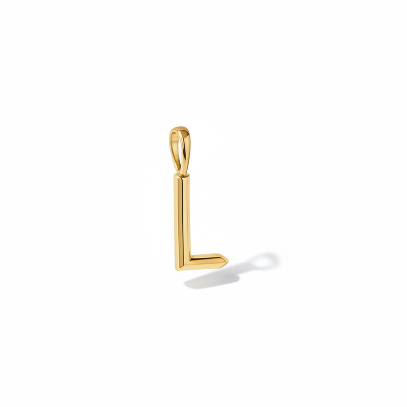 18K Gold Personalized Initial Letter Pendant Charms with L-1
