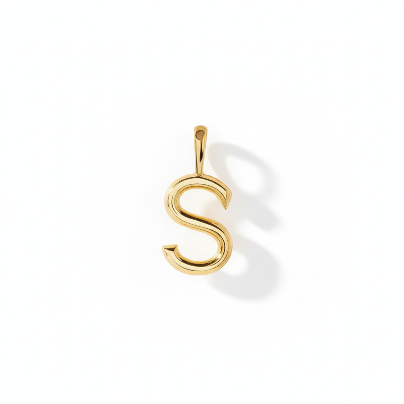 18K Gold Personalized Initial Letter Pendant Charms with S-1
