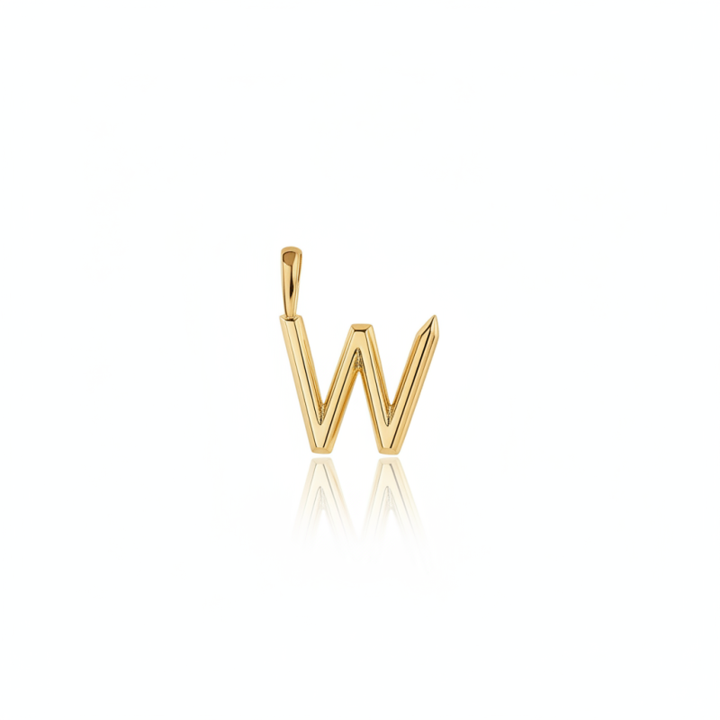 18K Gold Personalized Initial Letter Pendant Charms with W-1