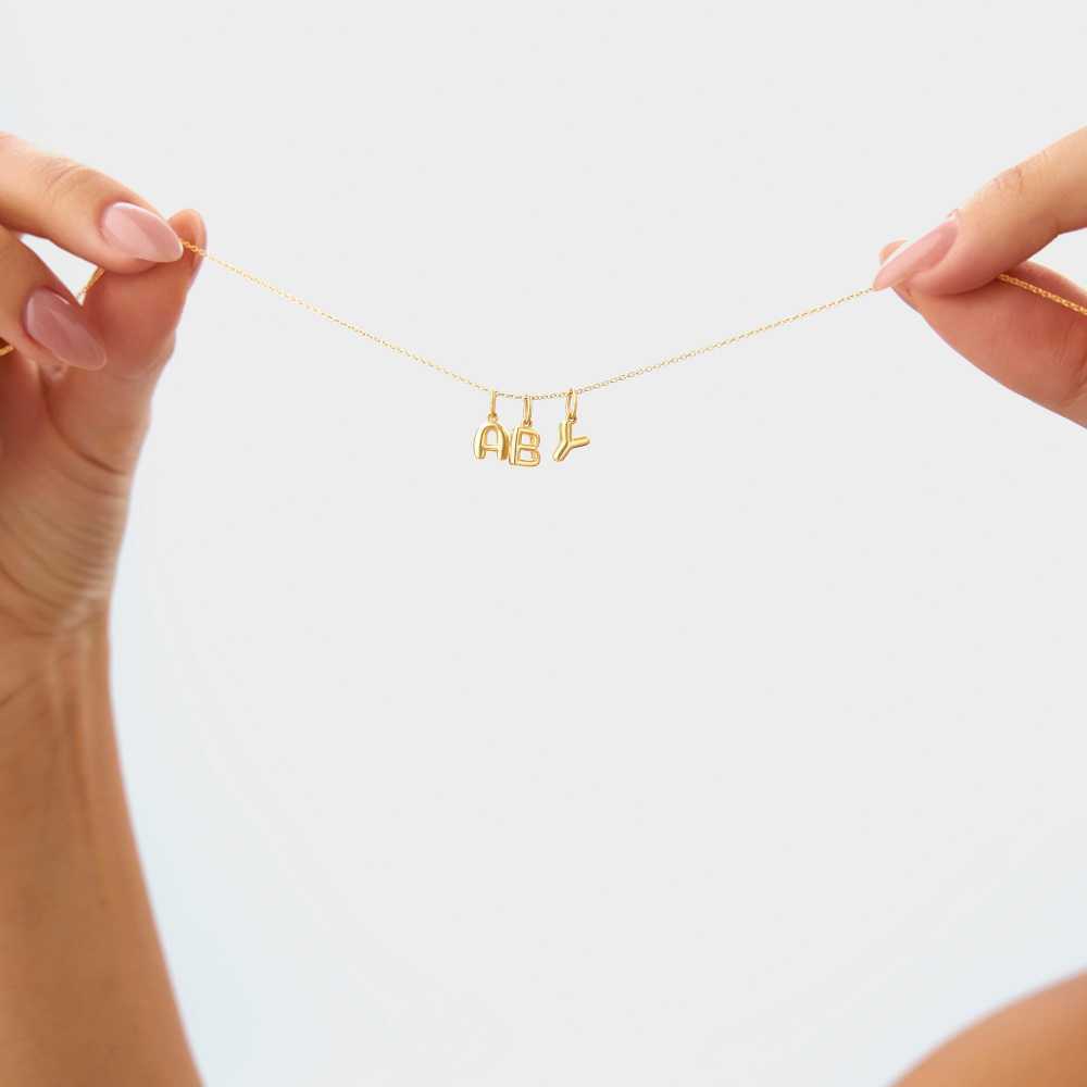 Colar com pingente de letras iniciais personalizado em ouro 10K para mulheres-4