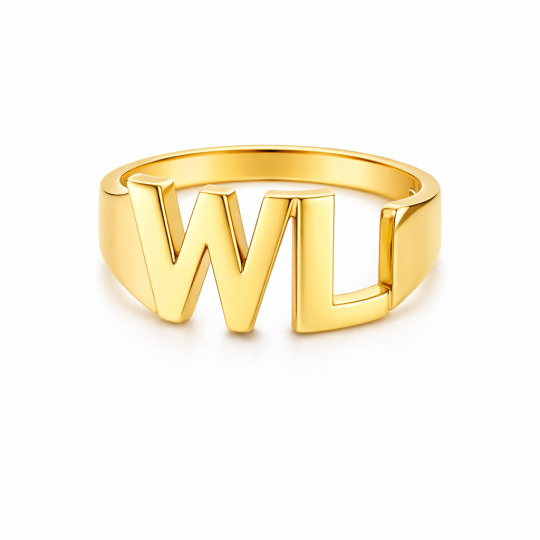 10K Gold Personalized Initial Letter Initial Ring