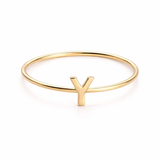 10K Gold Personalized Initial Letter Initial Ring