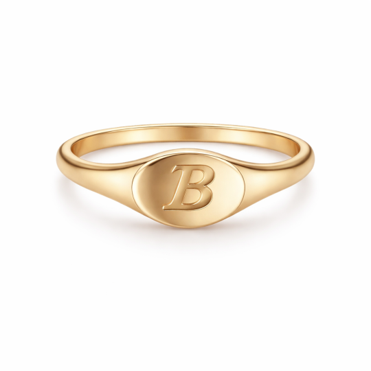 10K Gold Personalized Initial Letter Initial Ring