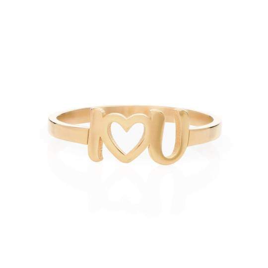 14K gouden gepersonaliseerde ring met beginletter voor vrouwen