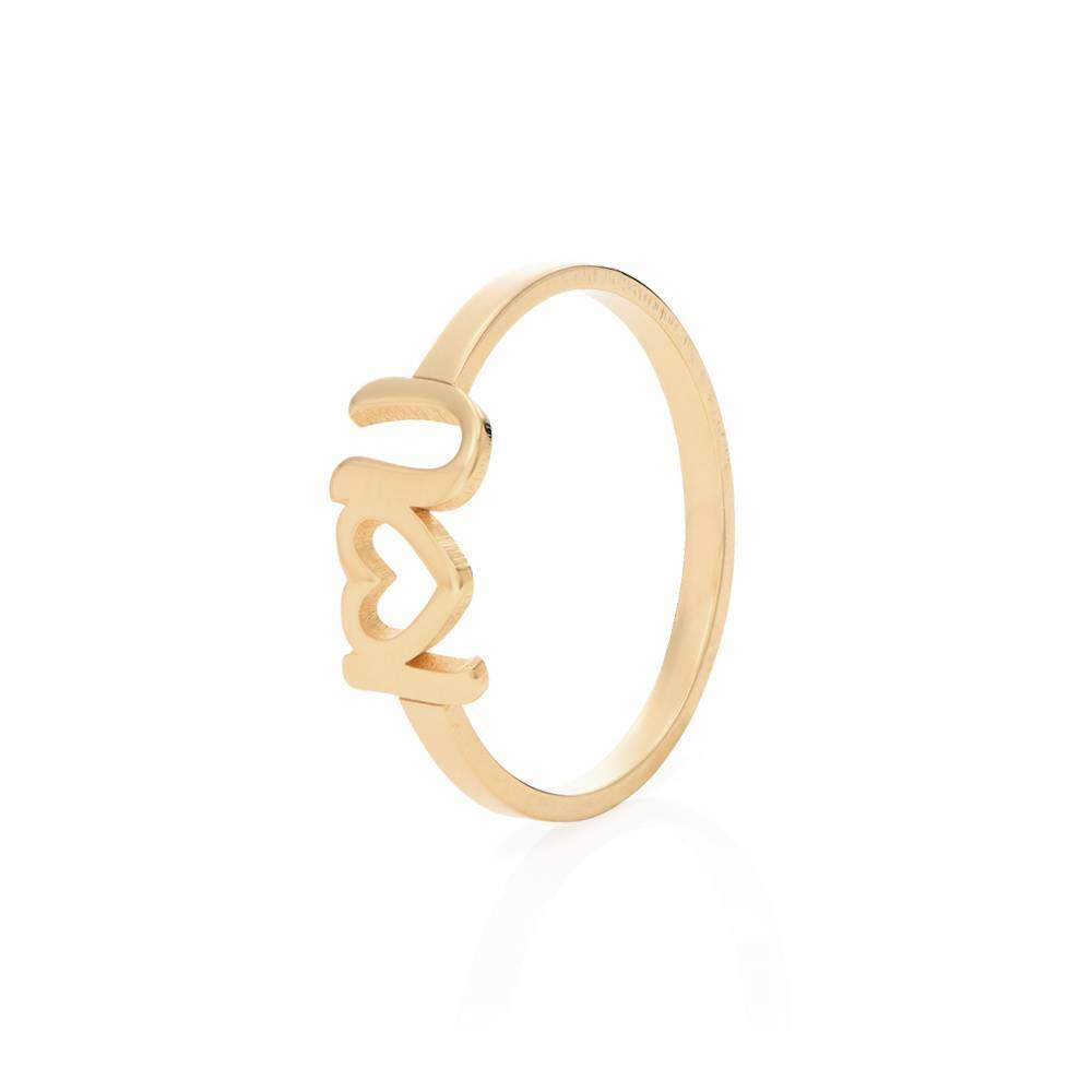 Anello con lettera iniziale personalizzata in oro 14K per donna-3