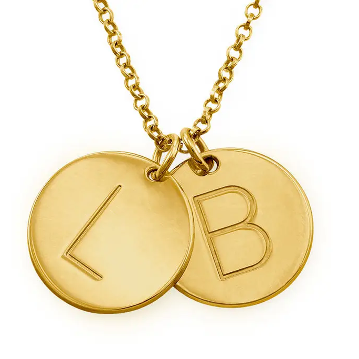 Gold Vermeil Personalized Initial Round Coin Necklace for Women Men-1