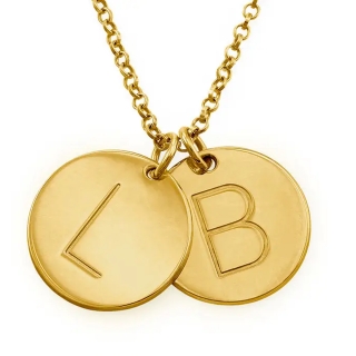 Gold Vermeil Personalized Initial Round Coin Necklace for Women Men-2