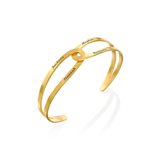 Gold Vermeil Personalized Name Bangle Bracelet for Women Men