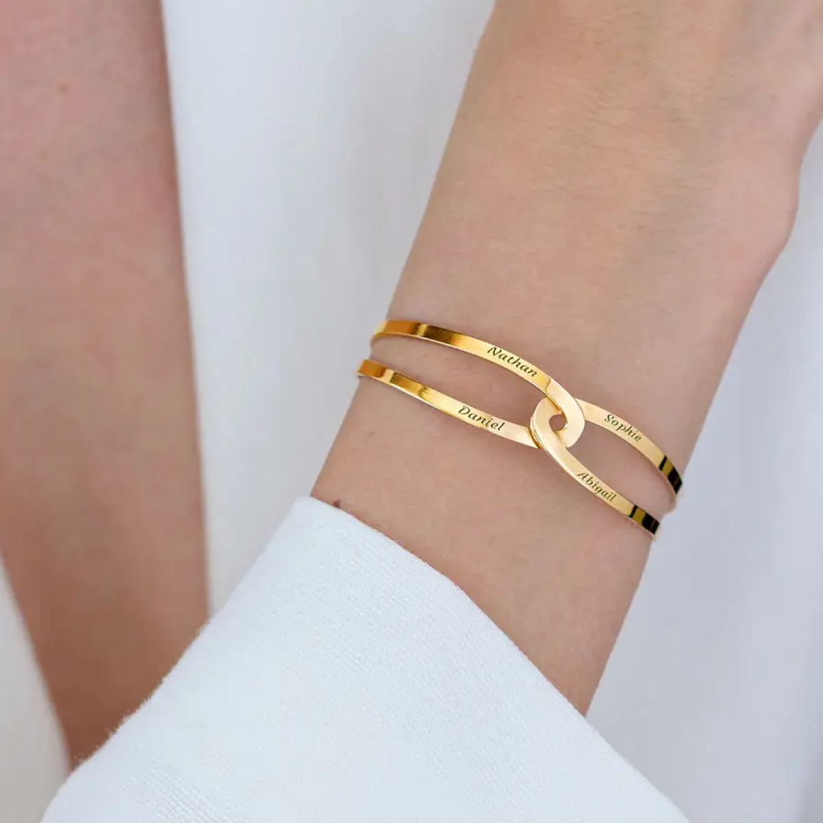 Gold Vermeil Personalized Name Bangle Bracelet for Women Men-3