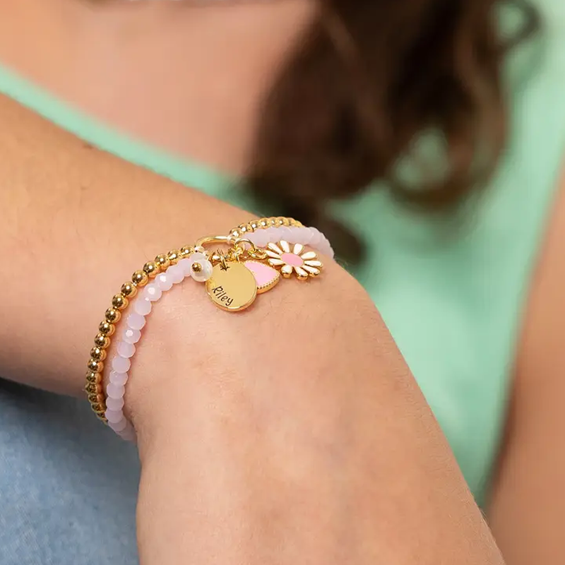 Pulseira personalizada com nome em banho de ouro para crianças-2