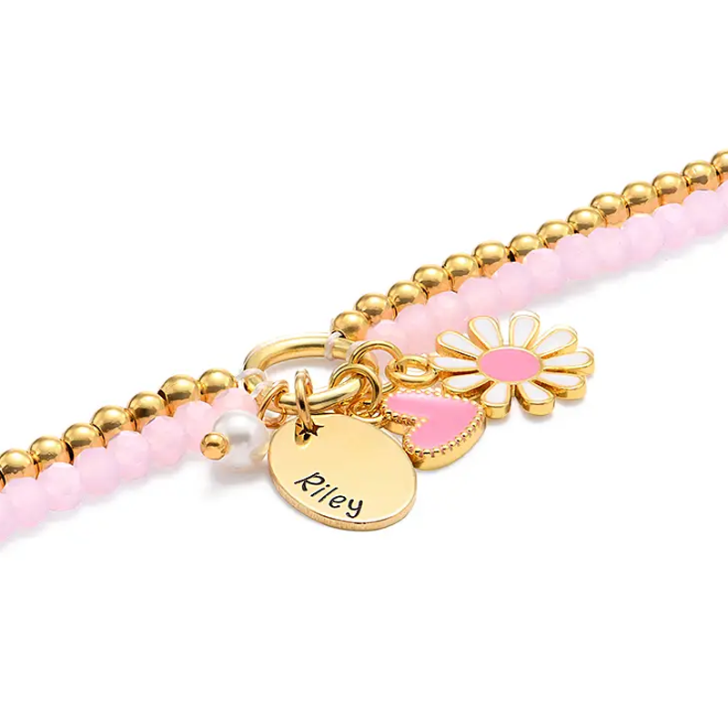 Gold Vermeil Personalized Name Bracelet for Kids-4