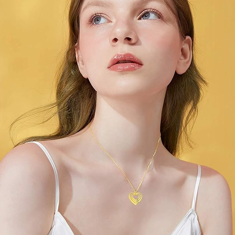 Collier en or 14 carats avec nom personnalisé en forme de cœur pour femme-2