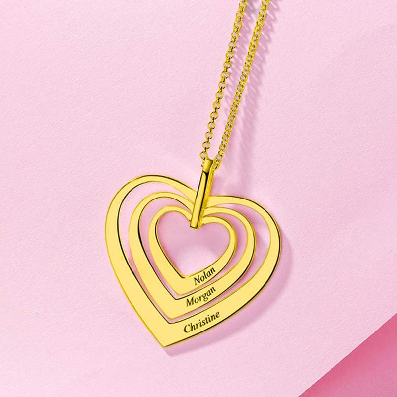 Colar de coração com nome personalizado em ouro 14K para mulheres-3