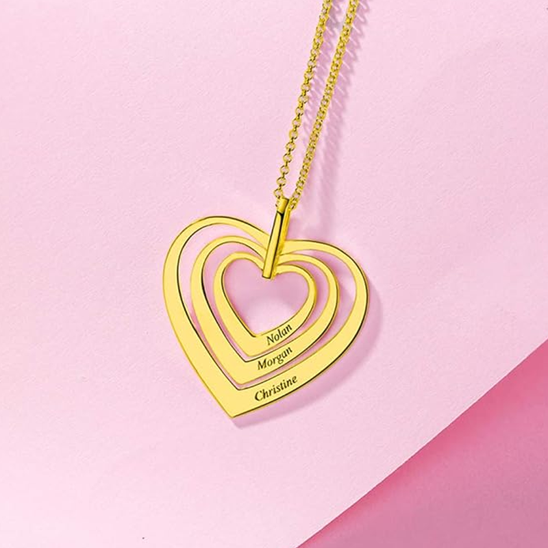 10K Gold Personalized Name Heart Necklace for Women-4
