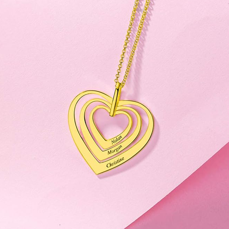 Colar de coração com nome personalizado em ouro 14K para mulheres-4