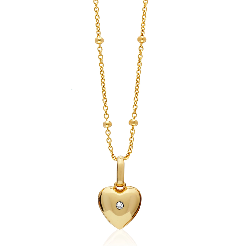 10K Gold Personalized Photo Heart Photo Locket Necklace for Women-1