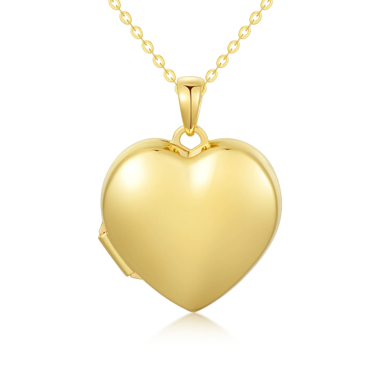 Collana con ciondolo con foto e cuore personalizzati in oro 14K