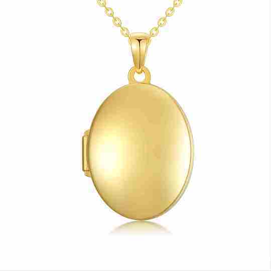14K Gold Personalized Photo & Oval Shaped Pendant Necklace